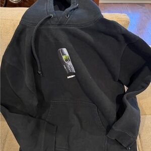 HUF Black Hoodie with Vintage Phone Design